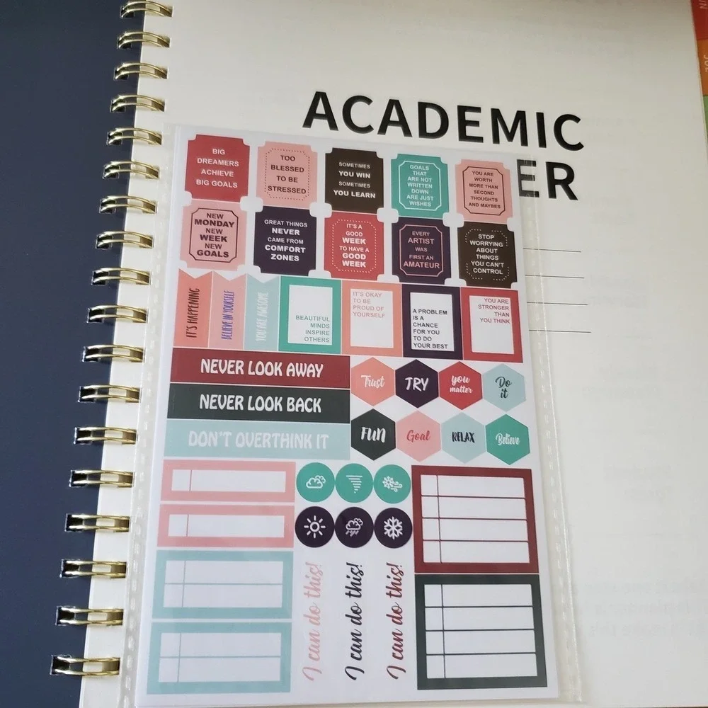 2025-2026 Academic Planner Spiral Bound Weekly Monthly w/ Stickers Blue Science